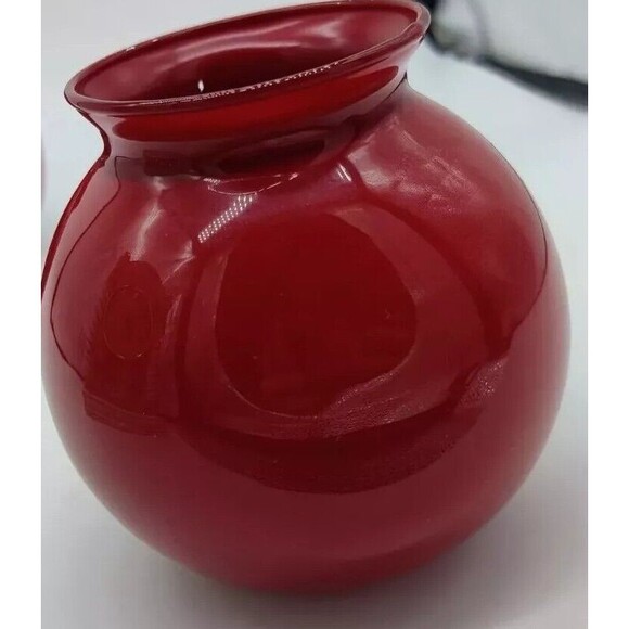 Vintage Red Ruby Ball Vase Jar Decorative Decor Glass Mexico 4"   Round Pretty - Picture 8 of 10